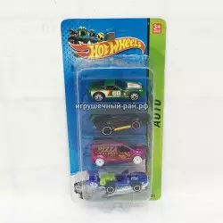 Машинки Хот Вил металл (набор из 4 шт) на блистере в ассортименте 1602-8