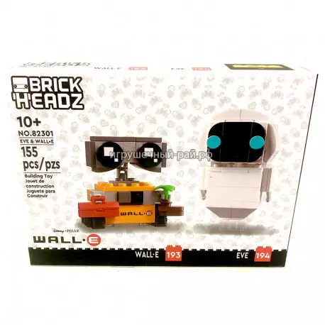 Конструктор BrickHeadz Роботы Валл-И и Ева (2 в 1, 155 дет) 82301