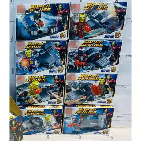 Конструкторы Железный человек (666, 8 видов, ~49 дет) бокс из 16 шт 66010