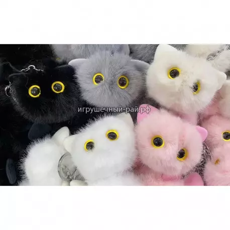Брелок Мягкий Кот натуральный мех (10 см)